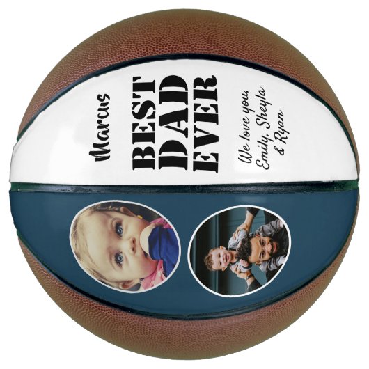 Beste vader ooit 2 Foto Collage Vader Dag Basketbal (Voorkant)
