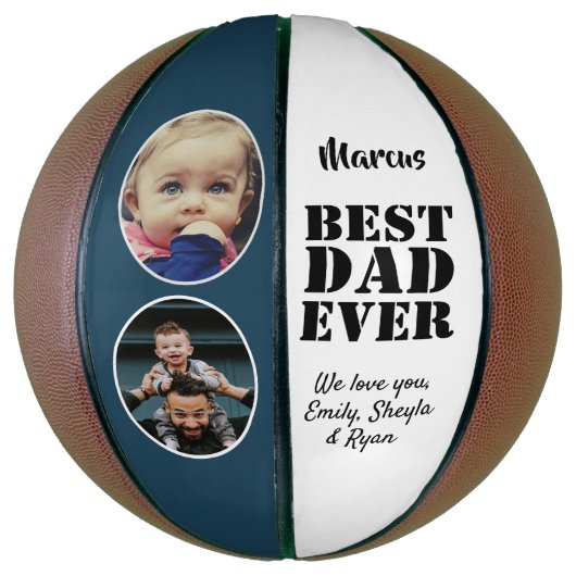 Beste vader ooit 2 Foto Collage Vader Dag Basketbal (Verticaal)