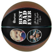 Beste vader ooit 2 Foto Collage Vader Dag Zwart Basketbal (Voorkant)