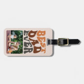 Beste vader ooit 2 Foto en Groovy Retro Typografie Bagagelabel (Voorkant horizontaal)