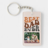 Beste vader ooit 2 Foto Groovy Retro Typografie Sleutelhanger (Voorkant)