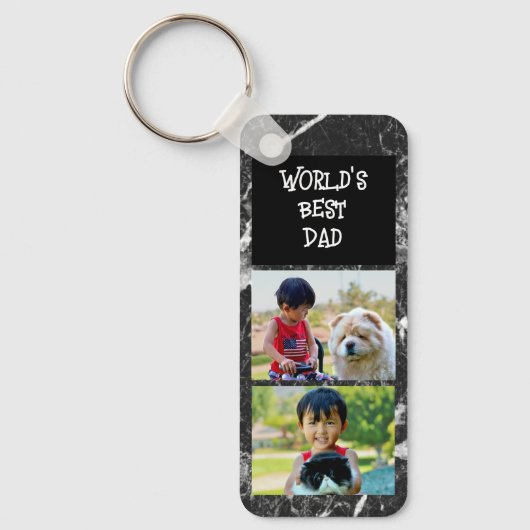 Beste vader ooit 2 foto Modern Keepsake Vaderdag Sleutelhanger (Voorkant)