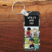 Beste vader ooit 2 foto Modern Keepsake Vaderdag Sleutelhanger (Voorkant)