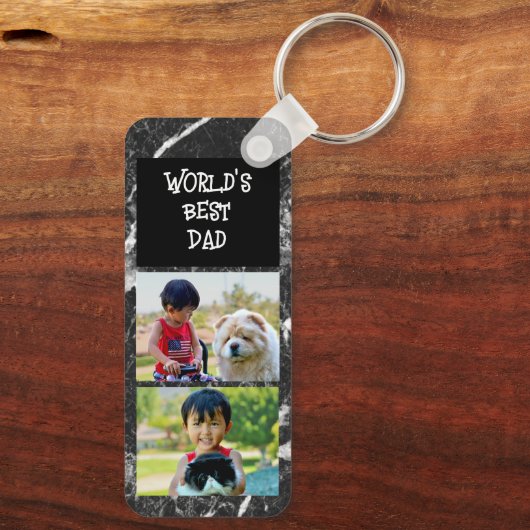 Beste vader ooit 2 foto Modern Keepsake Vaderdag Sleutelhanger (Achterkant)