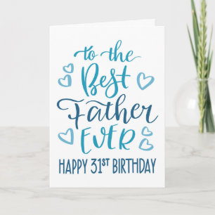 Beste Vader Ooit 31e Verjaardag Typografie in Blau Kaart