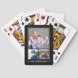 Beste vader ooit 3 Foto Collage Black Pokerkaarten