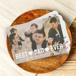 Beste vader ooit 3 foto collage harten op maat pokerkaarten