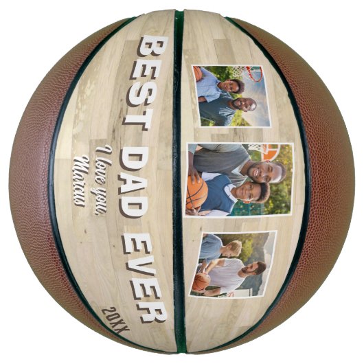 Beste vader ooit 3 foto collage vader basketbal (Verticaal)