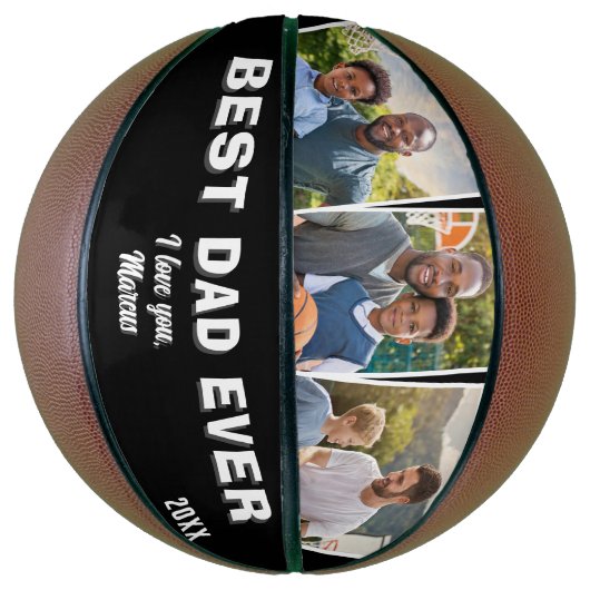 Beste vader ooit 3 foto collage vader basketbal (Verticaal)