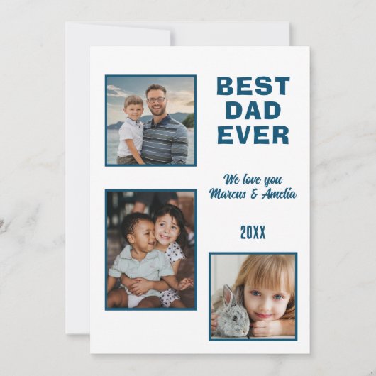 Beste vader ooit 3 Foto Collage Vaderdag Feestdagenkaart (Voorkant)