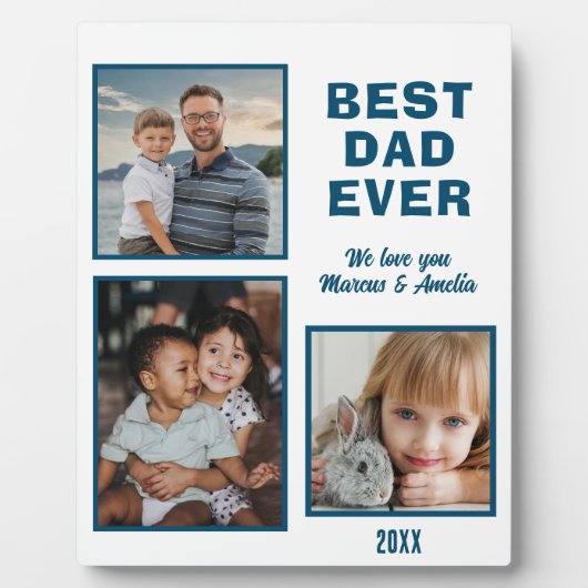 Beste vader ooit 3 Foto Collage Vaderdag Fotoplaat (Voorkant)