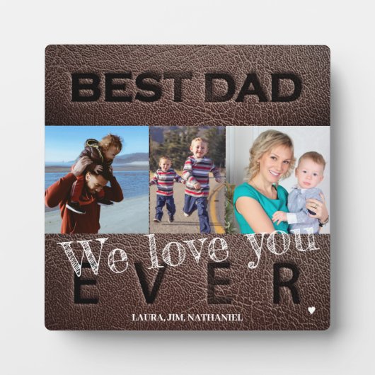 Beste vader ooit 3 fotocollage vaderdag fotoplaat (Voorkant)
