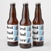 Beste vader ooit 3 Foto's Collage Vaderdag Gift Bier Etiket (Flessen)