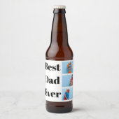 Beste vader ooit 3 Foto's Collage Vaderdag Gift Bier Etiket (Voorkant)