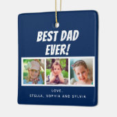 Beste vader ooit 3 Foto's marineblauw Keramisch Ornament (Links)