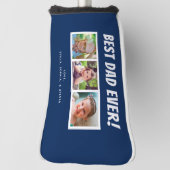 Beste vader ooit 3 Foto's op Donkere Blauwe Golfho Golfheadcover (Draai 90)