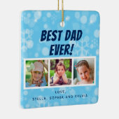 Beste vader ooit 3 Foto's Snowflakes Keramisch Ornament (Rechts)