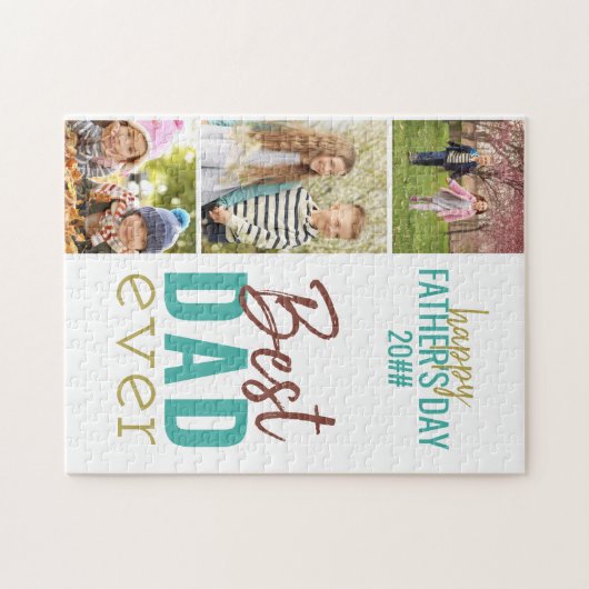 Beste vader ooit 3 Fotovaders Dag Legpuzzel (Horizontaal)