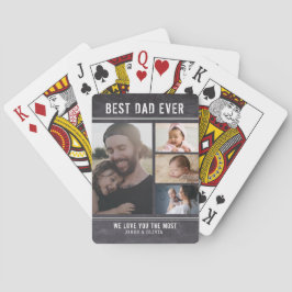 Beste vader ooit 4 Familie Foto Collage Chalkboard Pokerkaarten