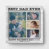 Beste vader ooit 4 Familie Foto Collage Gray Wood Fotoplaat (Voorkant)
