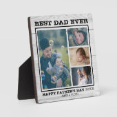 Beste vader ooit 4 Familie Foto Collage Gray Wood Fotoplaat (Voorkant)