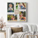 Beste vader ooit 4 Foto Collage Beige en White Canvas Afdruk<br><div class="desc">Aangepaste foto Collage Canvas afdrukken voor beste vader ooit. De sjabloon is opstelling klaar voor u om 4 van uw favoriete foto's, het jaar en het initiaal toe te voegen. Een groot geschenk voor Vaderdag, een verjaardag of als keepomwille van een gebeurtenis of persoonlijke prestatie. Het ontwerp heeft een neutraal...</div>