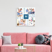 Beste vader ooit 4 Foto Collage Blue White Square Canvas Afdruk (Insitu (Woonkamer))