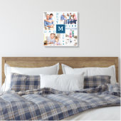 Beste vader ooit 4 Foto Collage Blue White Square Canvas Afdruk (Insitu (Slaapkamer))