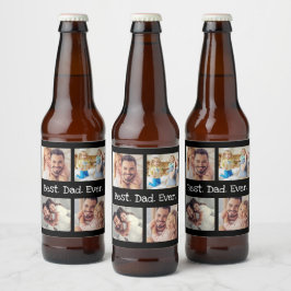 Beste vader ooit 4 Foto Collage Fun Keepslag Bier Etiket