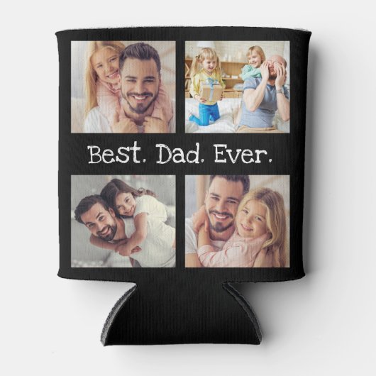 Beste vader ooit 4 Foto Collage Fun Keepslag Blikjeskoeler (Voorkant)