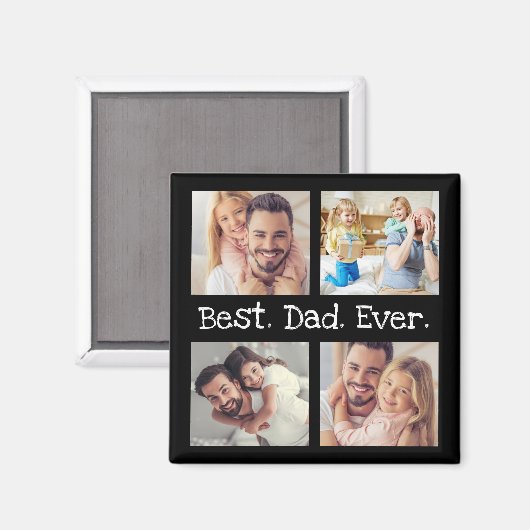 Beste vader ooit 4 Foto Collage Fun Keepslag Magneet (Voorkant / Achterkant)
