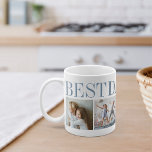 Beste vader ooit 4 Foto Collage Koffiemok<br><div class="desc">Creëer een liefdevolle hoed voor een geliefde vader deze Vaderdag met dit eenvoudige ontwerp dat vier van je favoriete foto's bevat. "Beste vader ooit" verschijnt bovenaan in tinten blauw.</div>