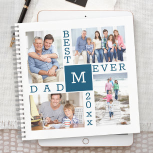 Beste vader ooit 4 foto collage met monogram notitieboek