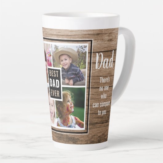 Beste vader ooit 4 Foto Collage Vaderdag Latte Mok (Rechterhoek)