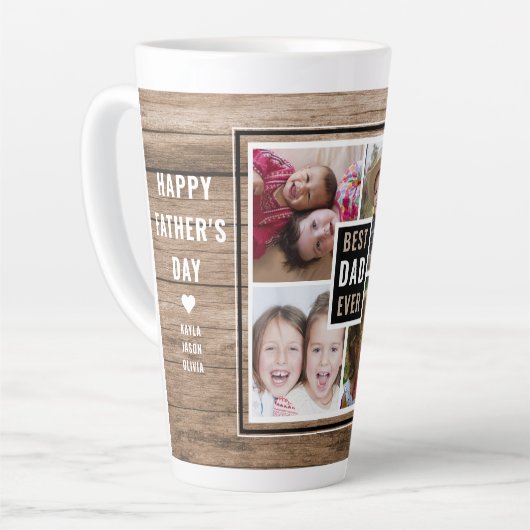 Beste vader ooit 4 Foto Collage Vaderdag Latte Mok (Linkerhoek)