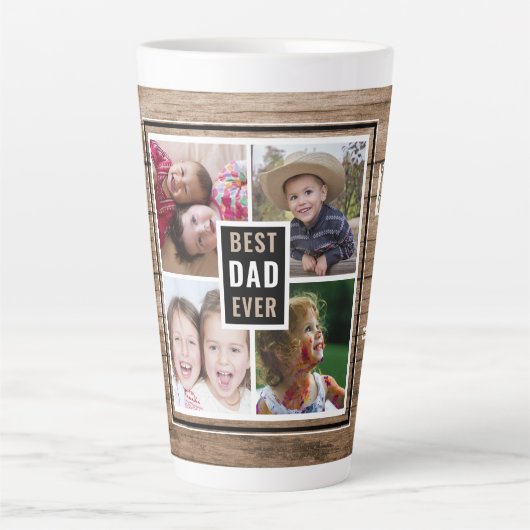Beste vader ooit 4 Foto Collage Vaderdag Latte Mok (Voorkant)