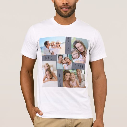 Beste vader ooit 5 Afbeelding familie fotocollage T-shirt (Voorkant)