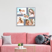 Beste vader ooit 5 Foto Collage Gray Blue Square Canvas Afdruk (Insitu (Woonkamer))