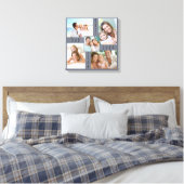 Beste vader ooit 5 Foto Collage Gray Blue Square Canvas Afdruk (Insitu (Slaapkamer))