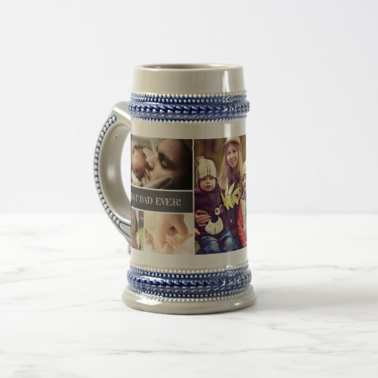 Beste vader ooit 5 foto collage Vaderdag Bierpul (Voorkant links)