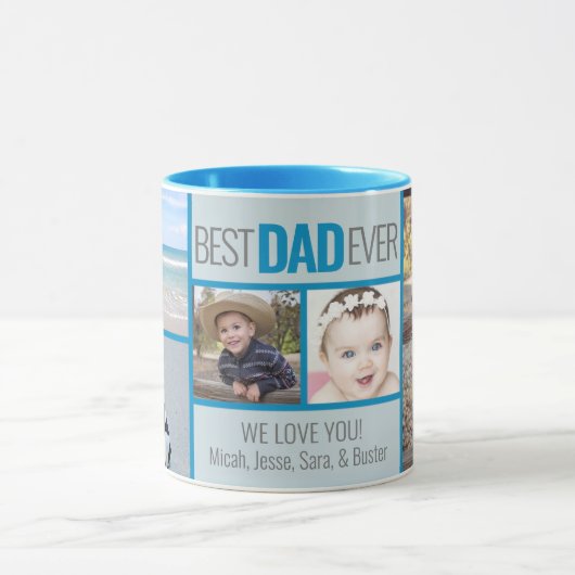 Beste vader ooit | 5 foto gepersonaliseerd mok (Midden)