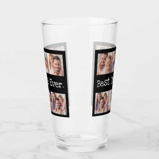 Beste vader ooit 6 Foto Collage Black en White Glas (Links)