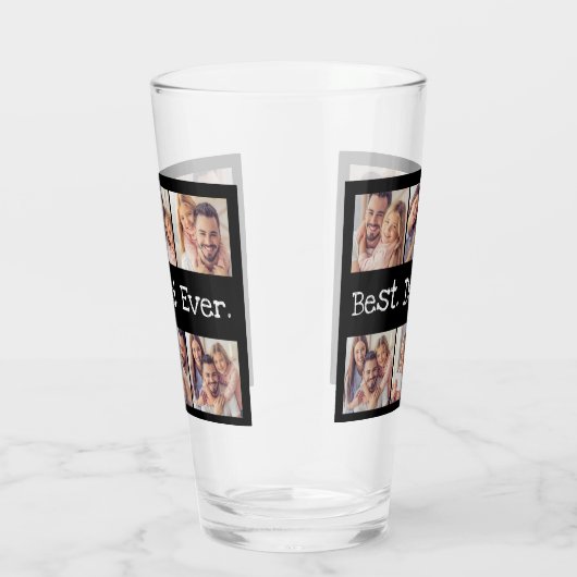 Beste vader ooit 6 Foto Collage Black en White Glas (Rechts)