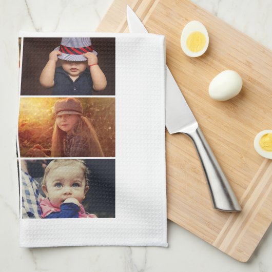 Beste vader ooit 6 Foto Collage familie Foto Theedoek (Quarter Fold)