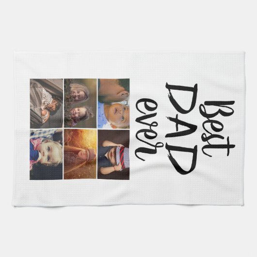 Beste vader ooit 6 Foto Collage familie Foto Theedoek (Horizontaal)