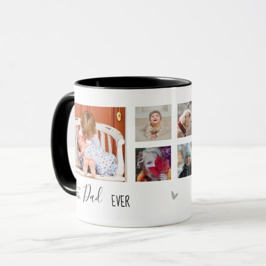 Beste vader ooit 6 foto collage wit mok (Voorkant links)