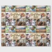 Beste vader ooit 6 fotocollage rustisch jute land cadeaupapier (Vlak)