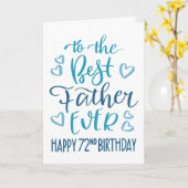 Beste vader ooit 72e verjaardag typografie in blau kaart (Gele Bloem)