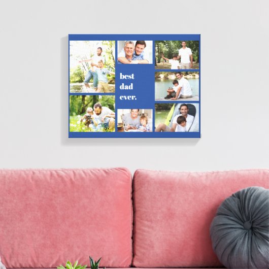 Beste vader ooit 7 Foto Collage Blue Canvas Afdruk (Insitu (Woonkamer))