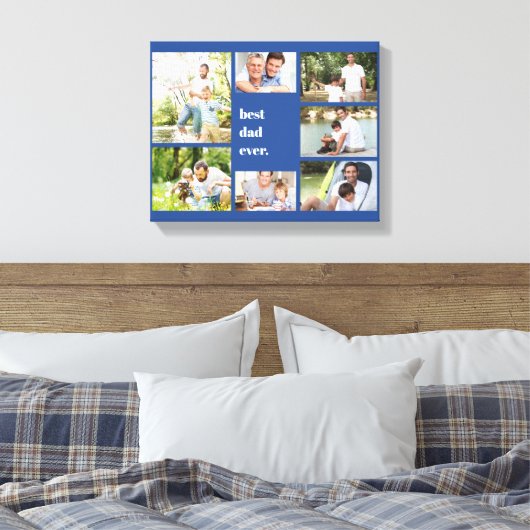 Beste vader ooit 7 Foto Collage Blue Canvas Afdruk (Insitu (Slaapkamer))